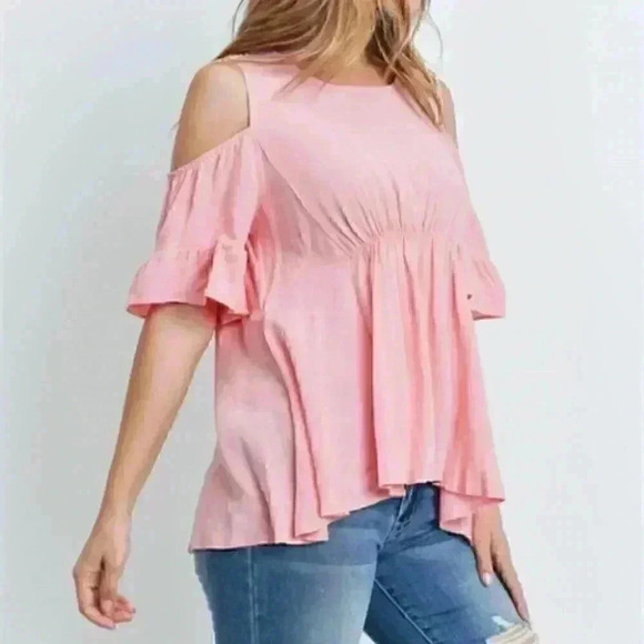 Pink Top Tunic Cold Shoulder - Picture 4 of 6